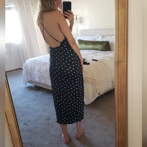 Bardot | Dresses | Nwt Bardot Backless Polka Dot French Navy Dress